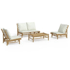 vidaXL Set Lounge da Esterno 3/4/5 Pezzi con Cuscini Grigio Scuro Bambù - 39,4 x 21,7 x 13