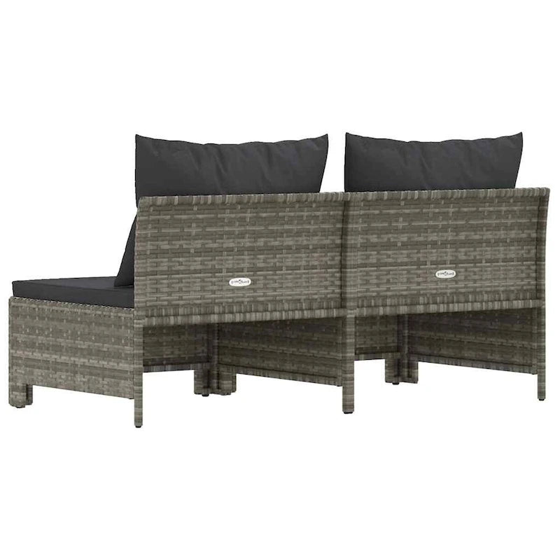 vidaXL Divano da Giardino a 2 Posti con Cuscini Grigio Polyrattan
