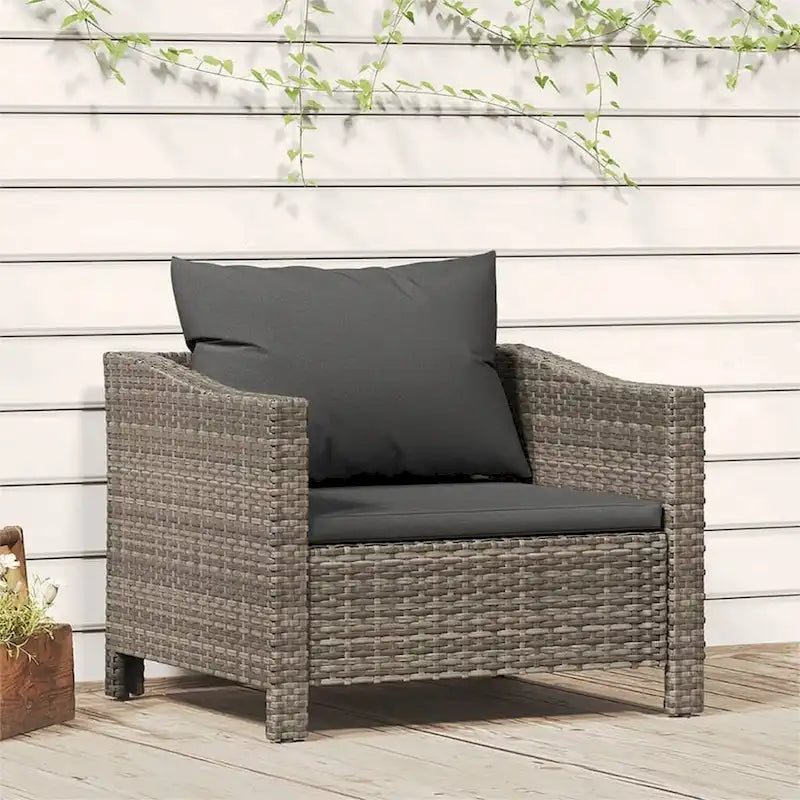vidaXL Divano da Giardino a 2 Posti con Cuscini Grigio Polyrattan