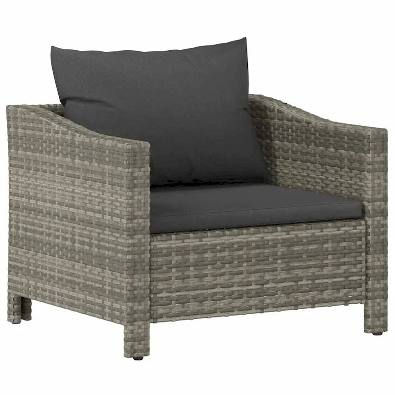 vidaXL Divano da Giardino a 2 Posti con Cuscini Grigio Polyrattan