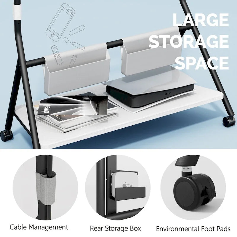FITUEYES Carrello TV Mobile per Ufficio, Aula, Supporto TV Girevole con Ruote per TV da 45-88 Pollici
