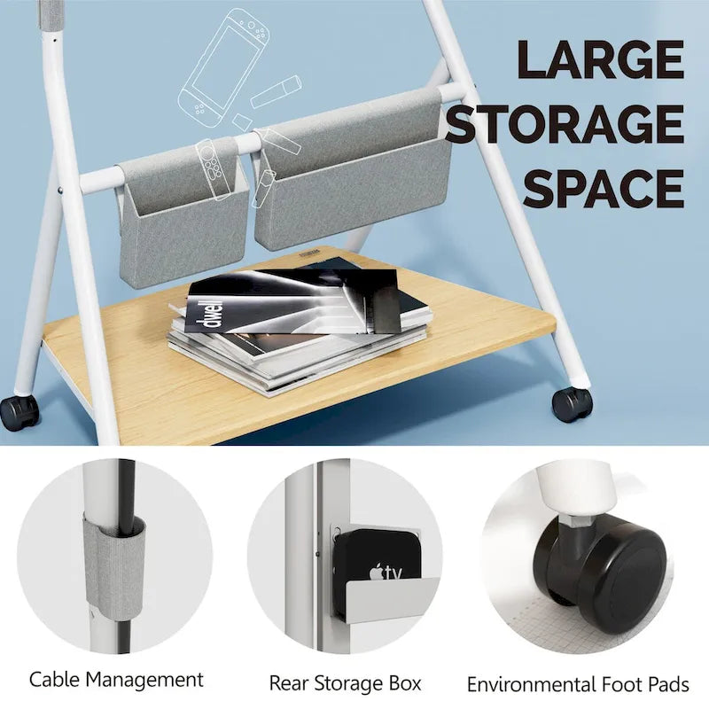 FITUEYES Carrello TV Mobile per Ufficio, Aula, Supporto TV Girevole con Ruote per TV da 45-88 Pollici