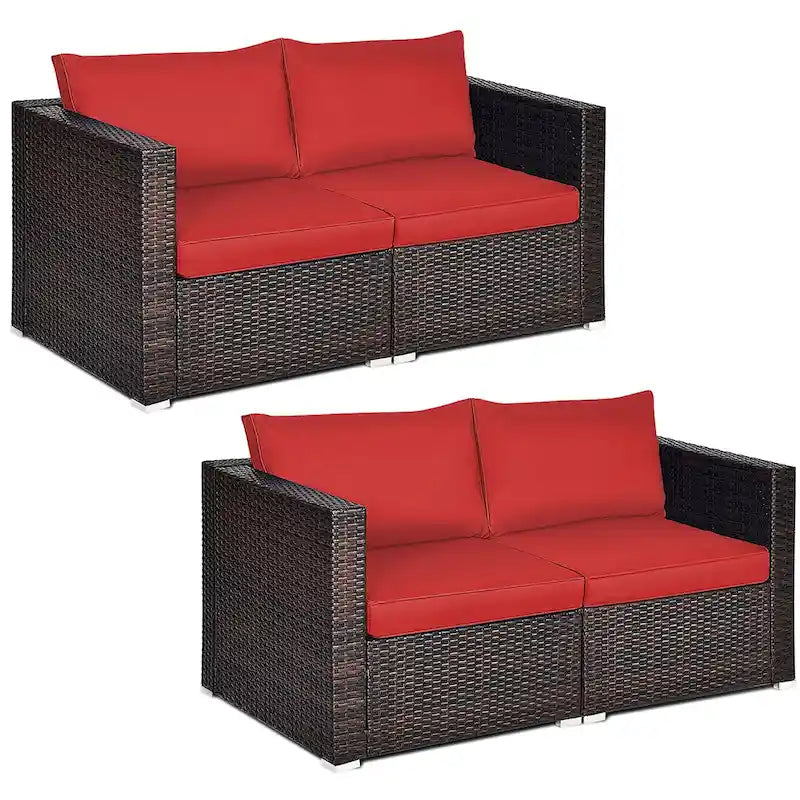 Costway Set Mobili da Giardino con Divano Angolare in Rattan 4pz – Vedi Dettagli