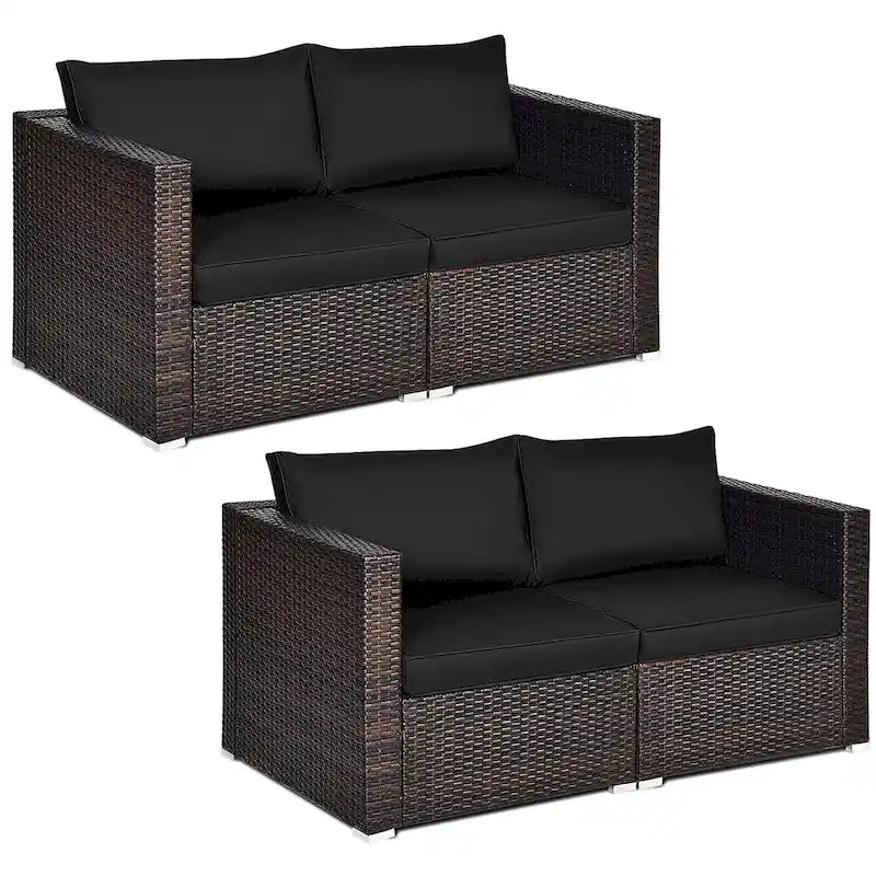 Costway Set Mobili da Giardino con Divano Angolare in Rattan 4pz – Vedi Dettagli