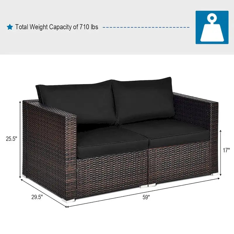 Costway Set Mobili da Giardino con Divano Angolare in Rattan 4pz – Vedi Dettagli