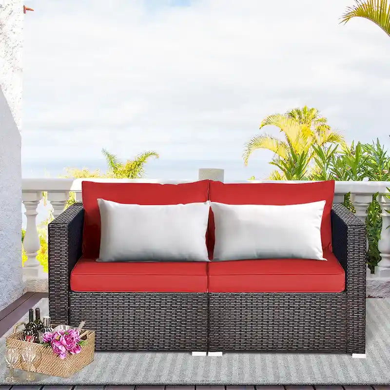 Costway Set Mobili da Giardino con Divano Angolare in Rattan 4pz – Vedi Dettagli