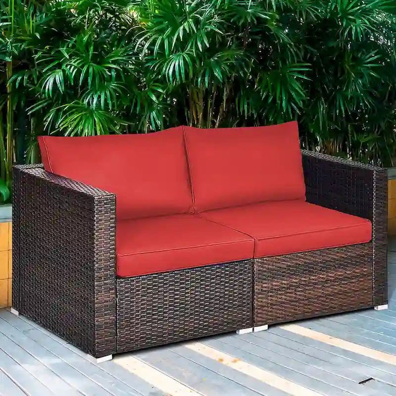 Costway Set Mobili da Giardino con Divano Angolare in Rattan 4pz – Vedi Dettagli