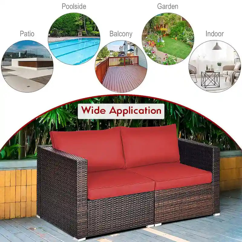 Costway Set Mobili da Giardino con Divano Angolare in Rattan 4pz – Vedi Dettagli