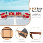 Set da esterno in rattan di acacia a 4 pezzi con cuscini - 45 x 27,5 x 29,5 (L x P x A)