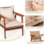 Set da esterno in rattan di acacia a 4 pezzi con cuscini - 45 x 27,5 x 29,5 (L x P x A)
