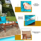 Set da esterno in rattan di acacia a 4 pezzi con cuscini - 45 x 27,5 x 29,5 (L x P x A)