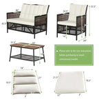 Costway Set Mobili da Esterno in Rattan 8 Pezzi con Sedie Imbottite e Tavolo in Legno - Vedi Dettagli