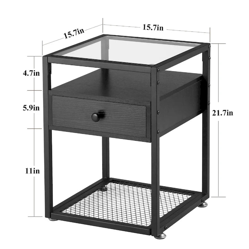 Taomika Set di 3 Tavolini da Caffè Moderni con Mensole, Set Marrone/Nero