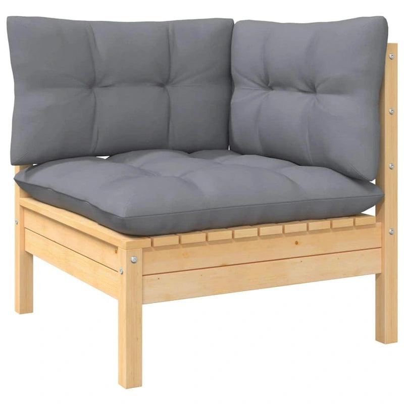 vidaXL Set Divani da Esterno 10 pz con Cuscini Multicolore in Massello di Pino - 25 x 25 x 24.6