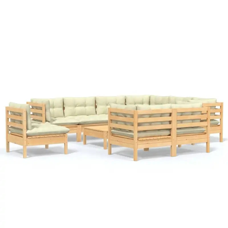 vidaXL Set Divani da Esterno 10 pz con Cuscini Multicolore in Massello di Pino - 25 x 25 x 24.6