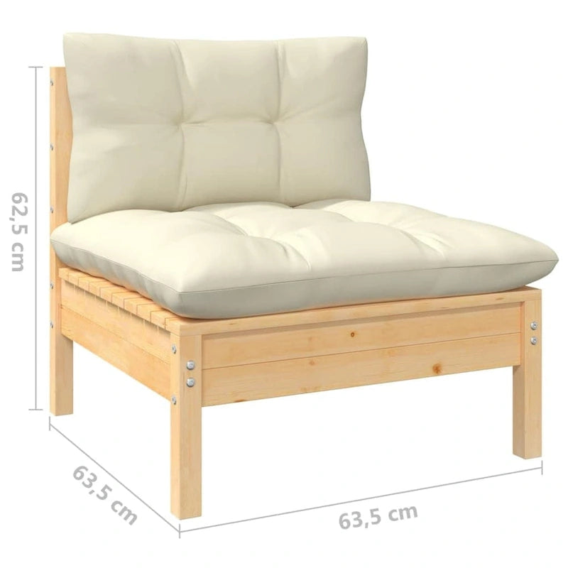 vidaXL Set Divani da Esterno 10 pz con Cuscini Multicolore in Massello di Pino - 25 x 25 x 24.6