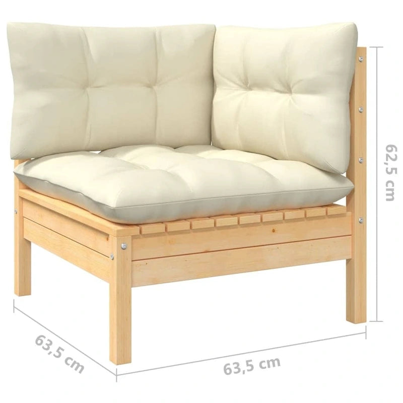 vidaXL Set Divani da Esterno 10 pz con Cuscini Multicolore in Massello di Pino - 25 x 25 x 24.6