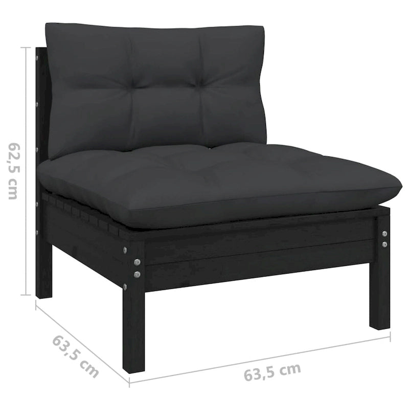 vidaXL Set Divani da Esterno 10 pz con Cuscini Multicolore in Massello di Pino - 25 x 25 x 24.6