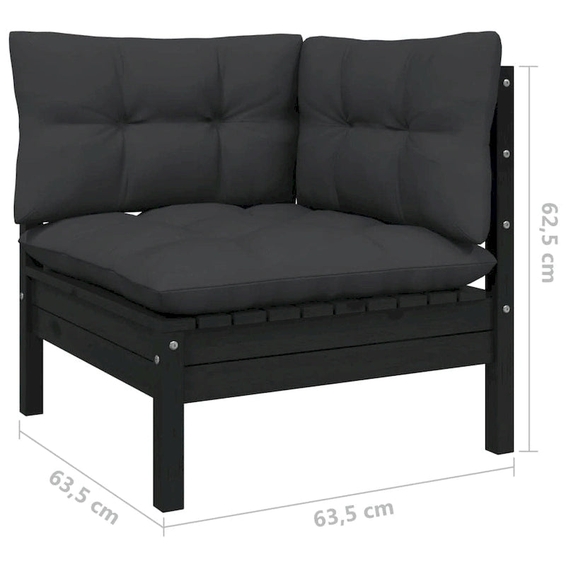 vidaXL Set Divani da Esterno 10 pz con Cuscini Multicolore in Massello di Pino - 25 x 25 x 24.6