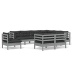 vidaXL Set Divani da Esterno 10 pz con Cuscini Multicolore in Massello di Pino - 25 x 25 x 24.6