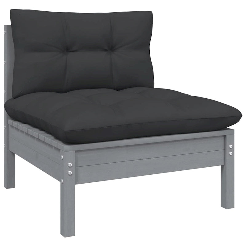 vidaXL Set Divani da Esterno 10 pz con Cuscini Multicolore in Massello di Pino - 25 x 25 x 24.6