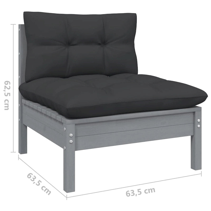 vidaXL Set Divani da Esterno 10 pz con Cuscini Multicolore in Massello di Pino - 25 x 25 x 24.6