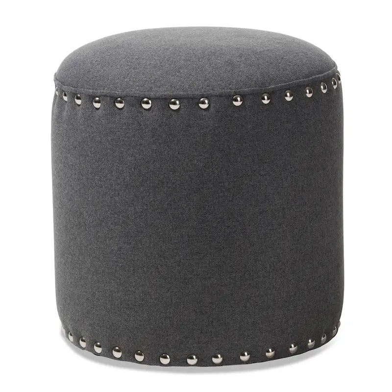 Rosine Pouf Rivestito in Tessuto Moderno e Contemporaneo con Borchie Decorative