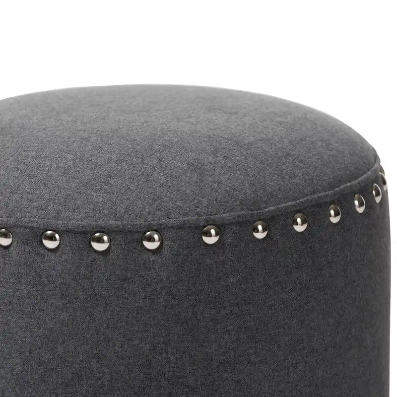 Rosine Pouf Rivestito in Tessuto Moderno e Contemporaneo con Borchie Decorative