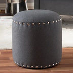 Rosine Pouf Rivestito in Tessuto Moderno e Contemporaneo con Borchie Decorative