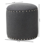 Rosine Pouf Rivestito in Tessuto Moderno e Contemporaneo con Borchie Decorative