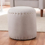 Rosine Pouf Rivestito in Tessuto Moderno e Contemporaneo con Borchie Decorative