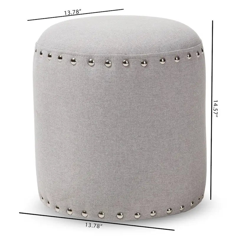 Rosine Pouf Rivestito in Tessuto Moderno e Contemporaneo con Borchie Decorative