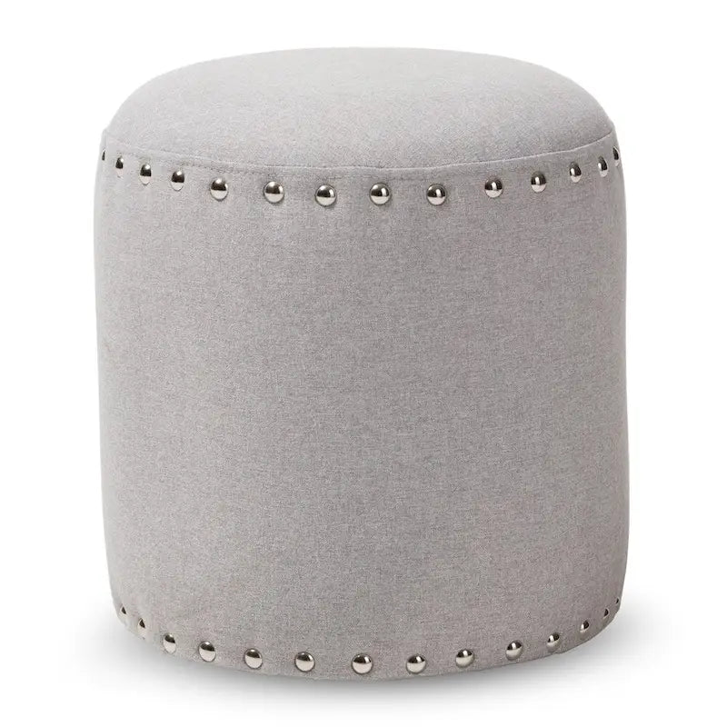 Rosine Pouf Rivestito in Tessuto Moderno e Contemporaneo con Borchie Decorative