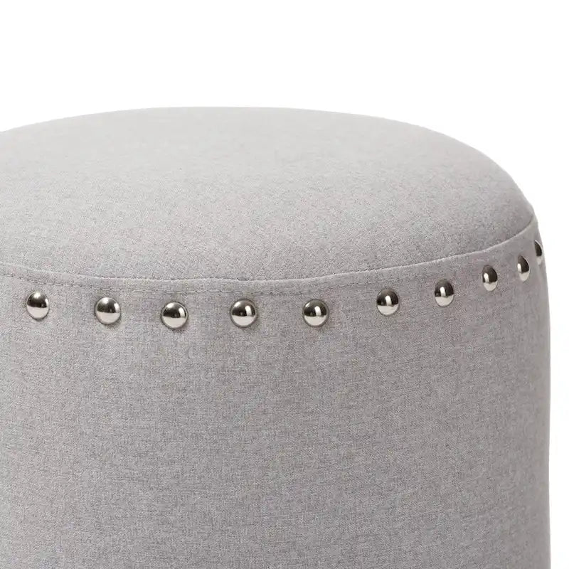 Rosine Pouf Rivestito in Tessuto Moderno e Contemporaneo con Borchie Decorative