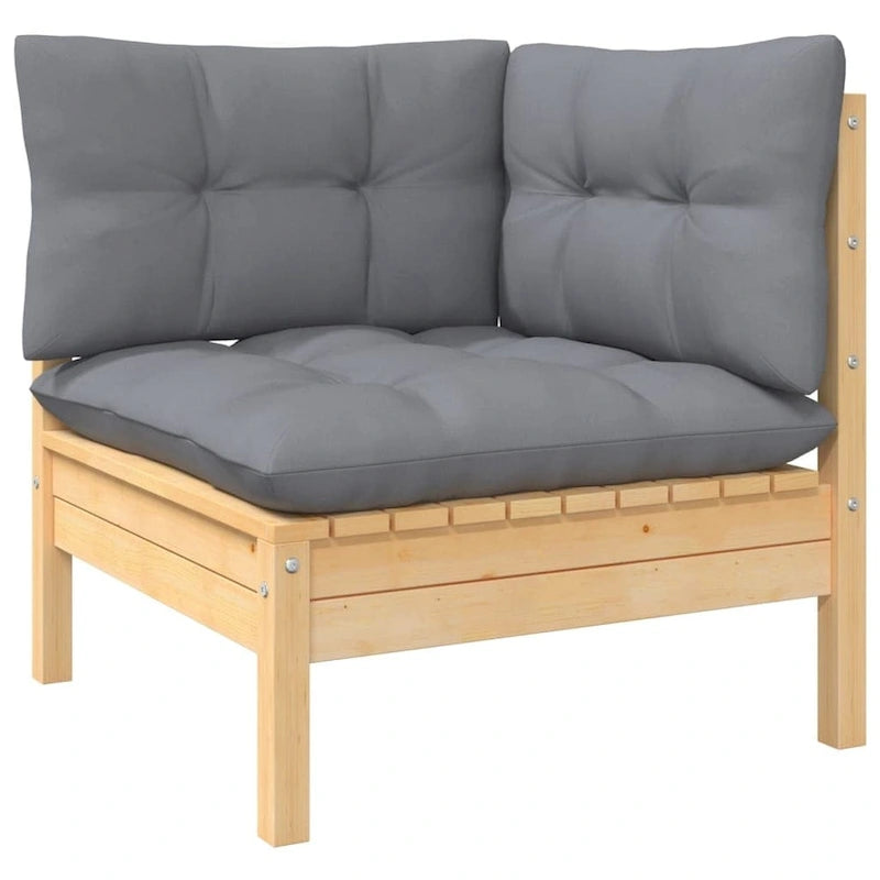 vidaXL Set Divani da Giardino 12 pz. in Legno Massello di Pino con Cuscini Multicolore - 25 x 25 x 24.6