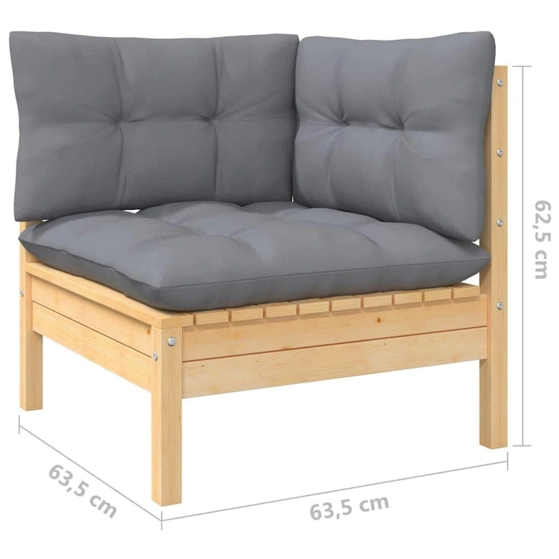 vidaXL Set Divani da Giardino 12 pz. in Legno Massello di Pino con Cuscini Multicolore - 25 x 25 x 24.6