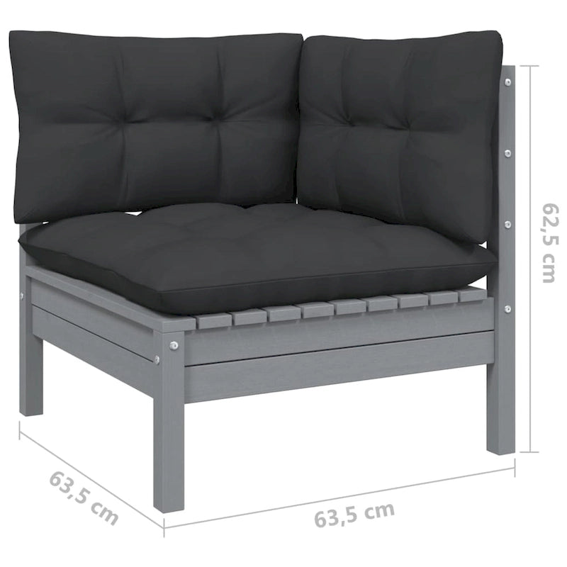vidaXL Set Divani da Giardino 12 pz. in Legno Massello di Pino con Cuscini Multicolore - 25 x 25 x 24.6