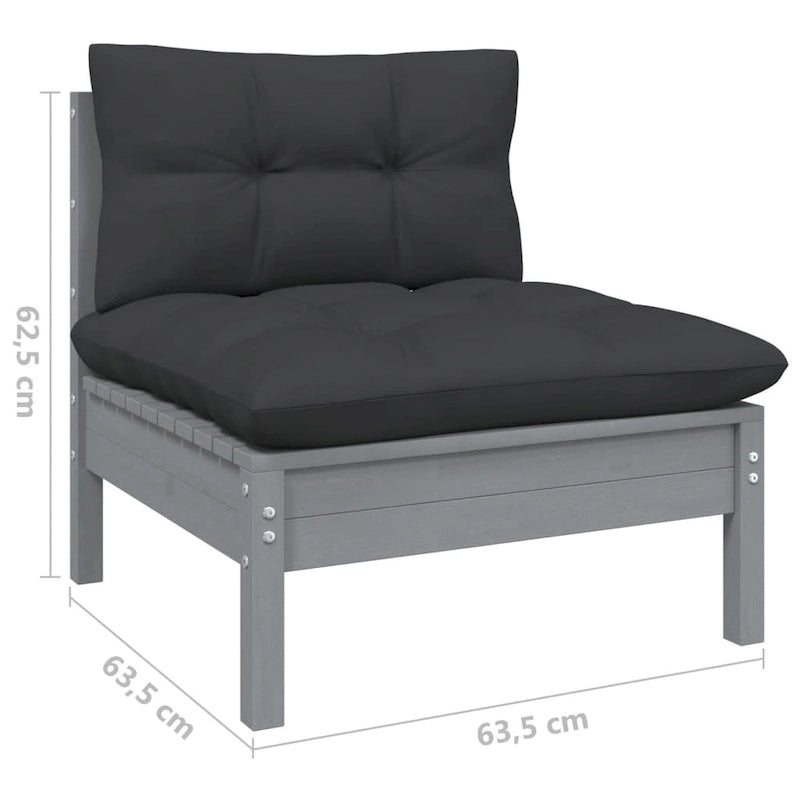 vidaXL Set Divani da Giardino 12 pz. in Legno Massello di Pino con Cuscini Multicolore - 25 x 25 x 24.6