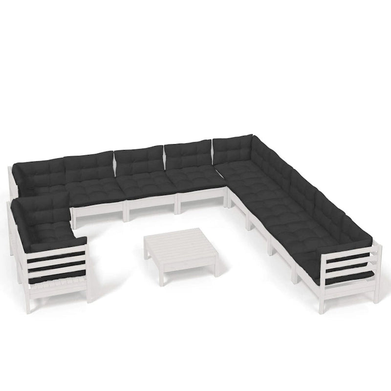 vidaXL Set Divani da Giardino 12 pz. in Legno Massello di Pino con Cuscini Multicolore - 25 x 25 x 24.6