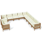 vidaXL Set Divani da Giardino 12 pz. in Legno Massello di Pino con Cuscini Multicolore - 25 x 25 x 24.6