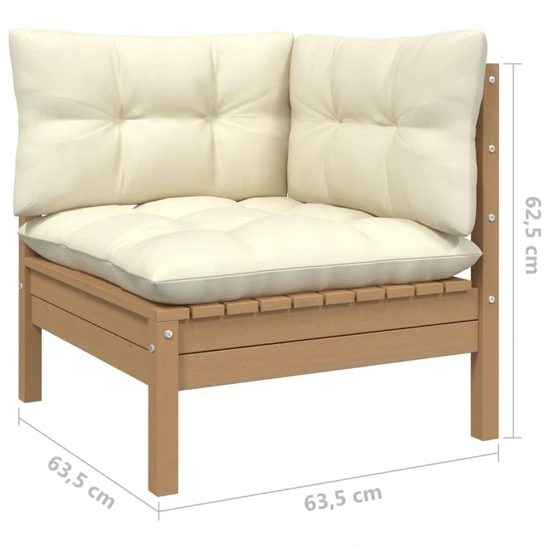 vidaXL Set Divani da Giardino 12 pz. in Legno Massello di Pino con Cuscini Multicolore - 25 x 25 x 24.6