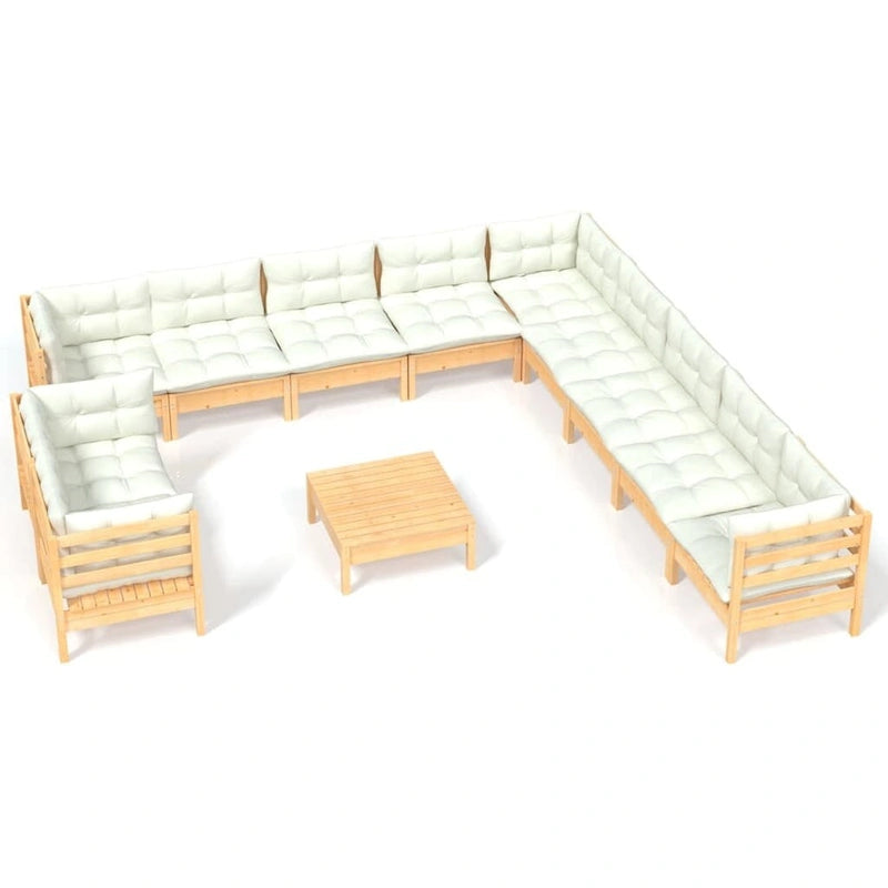 vidaXL Set Divani da Giardino 12 pz. in Legno Massello di Pino con Cuscini Multicolore - 25 x 25 x 24.6
