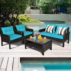 Set di mobili da giardino in rattan a 4 pezzi con divanetto e tavolino da caffè Costway - 28 x 26 x 29