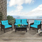 Set di mobili da giardino in rattan a 4 pezzi con divanetto e tavolino da caffè Costway - 28 x 26 x 29