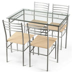 Set da pranzo 5 pezzi Tavolo in vetro e 4 sedie