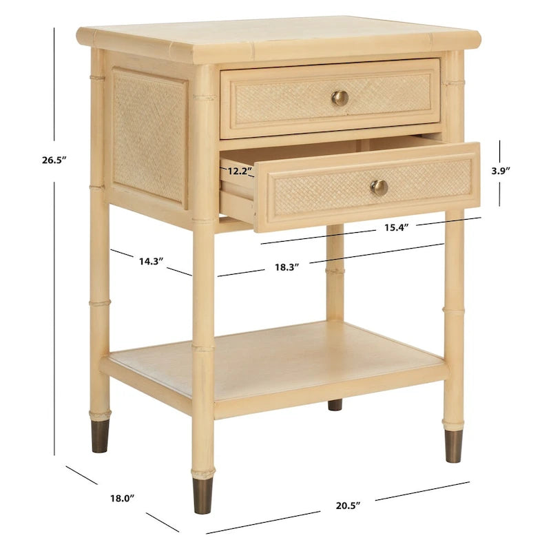 SAFAVIEH Dessa Tavolino d'Appoggio con 2 Cassetti e 1 Ripiano. - 21 L x 18 P x 27 A - 21Lx18Px27A