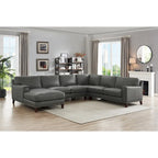 Divano componibile Hydeline Hayward in pelle pieno fiore con chaise longue