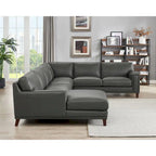 Divano componibile Hydeline Hayward in pelle pieno fiore con chaise longue