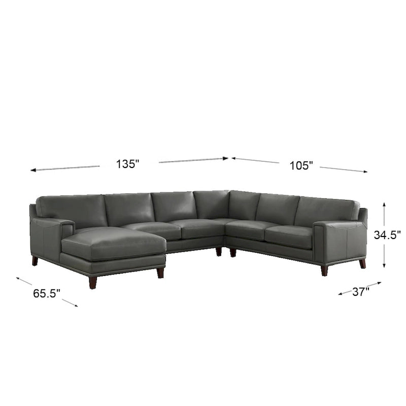 Divano componibile Hydeline Hayward in pelle pieno fiore con chaise longue