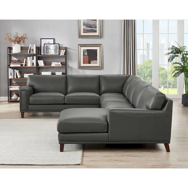Divano componibile Hydeline Hayward in pelle pieno fiore con chaise longue